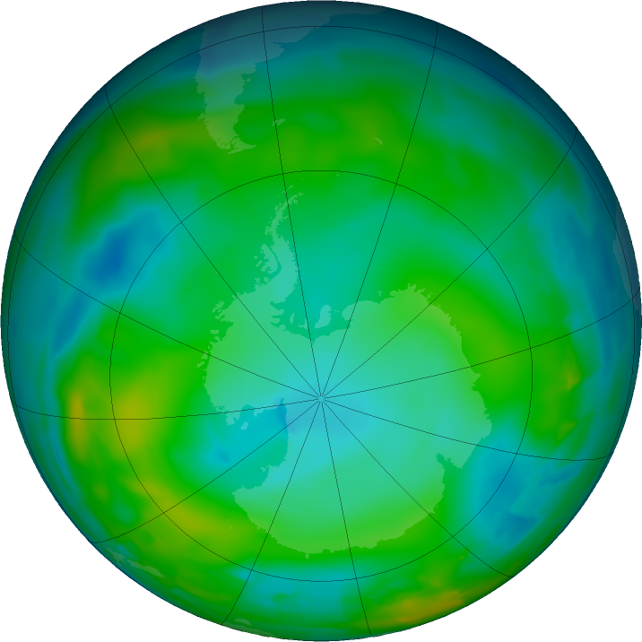Antarctic ozone map for 14 June 2011